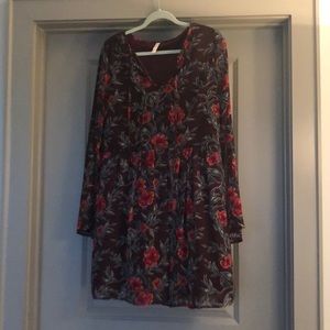 Xhiliration Floral Dress with Long Sleeves